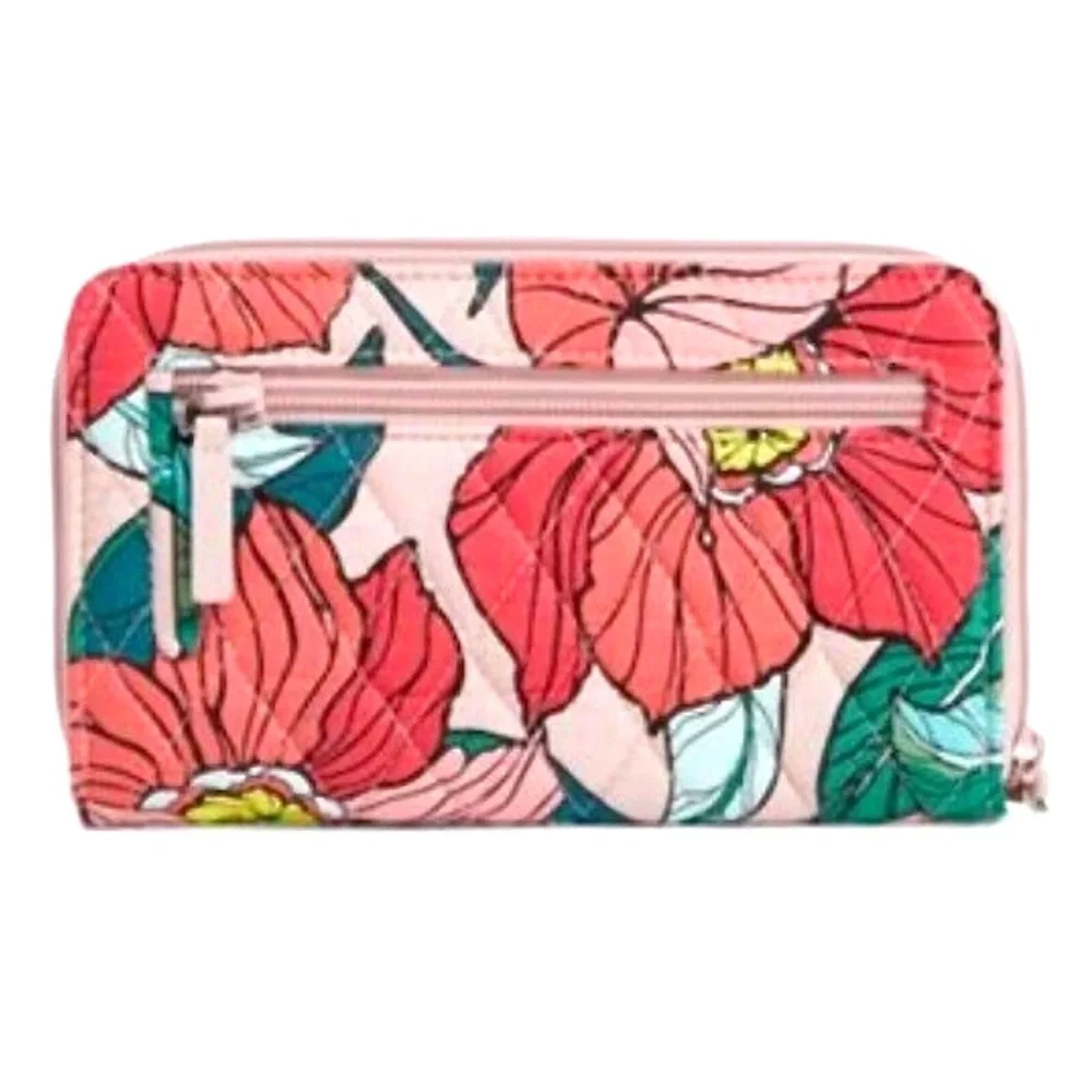 NWT Vera Bradley Vintage Floral Iconic RFID Turnlock Cotton Wallet